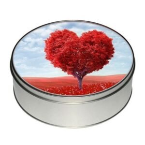 Caja metálica personalizada con fotos redonda