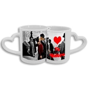 Taza personalizada con fotos duo corazón